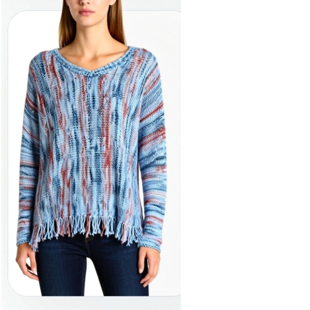 Canyon Retreat Fringe Hem Pullover Size L (L8)